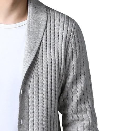 Mens Shawl Collar Rib Knit Cardigan Sweaters Button Down Breathable Cardigans Men Knitwear with Front Pockets4