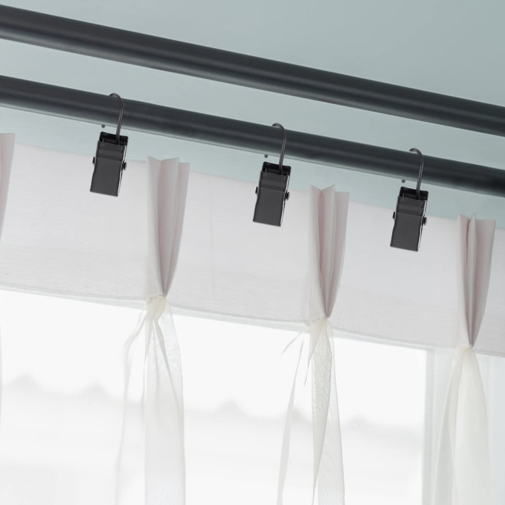 Cabilock 3 Sätze Hakenclip Curtain Clips Vorhangklammern Gardinen Befestigung Vorhang Vorhänge Schwarz Pole Vorhanghalter Aus Stahl Clip Zum Aufhängen Von Vorhängen Black 50 Stück * 3