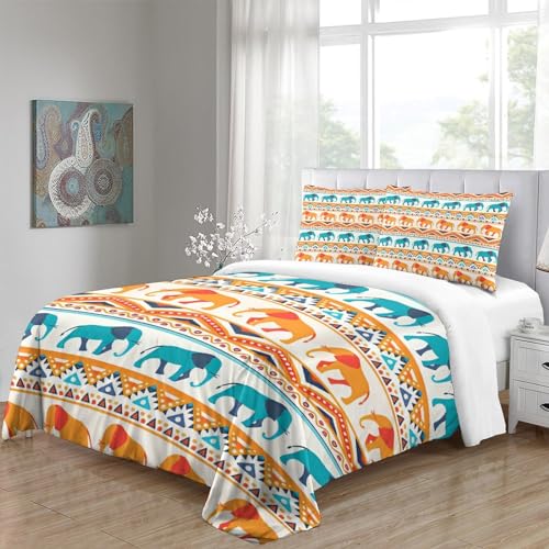 Housse de couette éléphant 200x200cm bohème en microfibre - 5