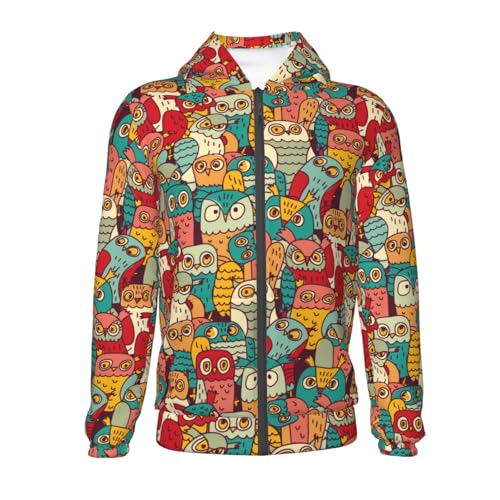 Funny Owl Bird Kids Pullover Hoodies Boys Zip Up Sweatshirts Girls Athletic Clothes with Pocket2