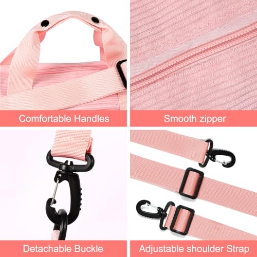 Image of Dance Ballet Bag for Girls Sport Gym Duffle Bags Overnight Travel Bags Fun Dance Corduroy Chenille Letter Bag for Dancers (Pink)