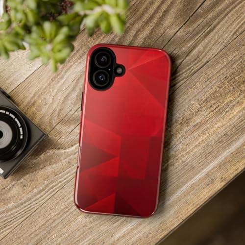 Coque résistante brillante pour iPhone 16 Plus au design géométrique rouge - 4