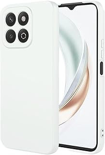 Honor X6B جراب حماية خلفي من السيليكون السائل المقاوم للصدمات مبطن بالفرو الداخل وغطاء كامل للكاميرات متوافق مع هاتف هواوي هونر X6b (أبيض)