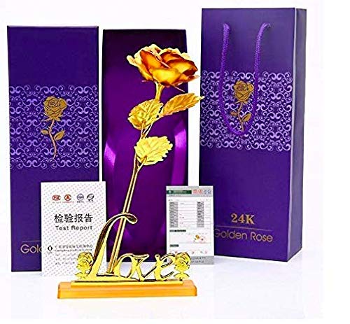 A One Creations Artificial Rose Flower (Golden)