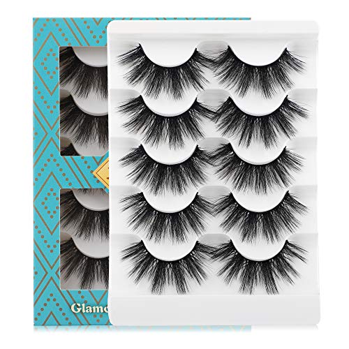 JIMIRE 15MM False Eyelashes Fluffy Full Eyelashes 3D Faux Mink Lashes Pack 5 Pairs