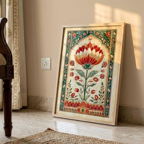 Image of kotart Madhubani Art Wall Painting Traditional Home Decoration With Frame For Living Room Bed Room Hotel Wall Decor Digital Reprint (19x25 inch)