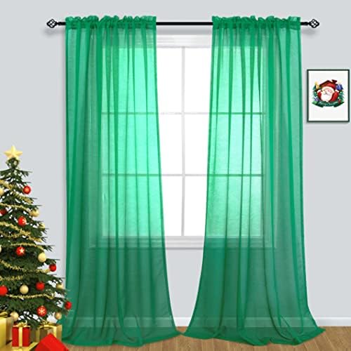 Pitalk White Sheer Curtains 90 Inches Long for Living Room 2 Panels Set Rod Pocket Transparent Window Curtain Panels for Bedroom 52x90 Inch Length