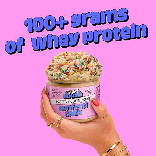 Image of Twisted Dough Protein Cookie Dough, Confetti Cake Flavor, 2 Pack, 100g Protein, Healthy Snacks, Gluten Free Edible Cookie Snack, High Protein Low Carb & Low Sugar Dessert for Kids & Adults, Keto Friendly
