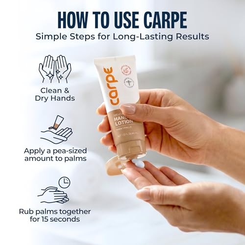 Image of Carpe Sweat Absorbing Hand Lotion, A dermatologist-recommended, smooth lotion that helps stop hand sweat, Great for hyperhidrosis (Warm Vanilla)