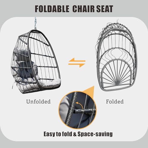 Hwb 45002 Hanging Egg Chair With Stand, Patio Wicker Egg Swing Chair With Cushion For Bedroom Garden Indoor Outdoor  thumb #5