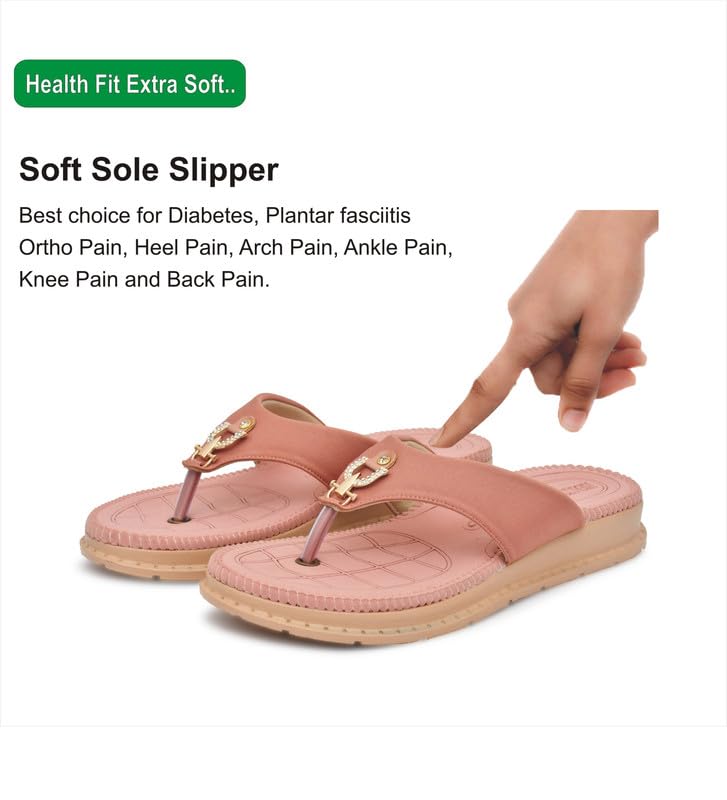 Image of HEALTH FIT Diabetic & Orthopedic with Super Extra Soft Ortho Care Anti-Skid Doubleu Flip-Flops for women Slippers /Doctor Chappal & Footwear HF329