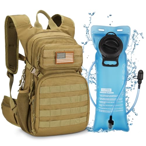 CVLIFE Tactical Hydration Backpack 3L, Lightweight Water Bag Hydration Pack, Hiking Backpack with Water Bladder for Men Women, Heavy Duty Molle Water Backpack for Cycling, Running, Hunting