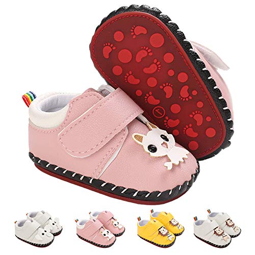 Zapatos de Bebé Lindos Zapatillas Deportivas, Antideslizantes Cuero Suave de PU Recién Nacidos Primeros Pasos Calzado para Niños y Niñas