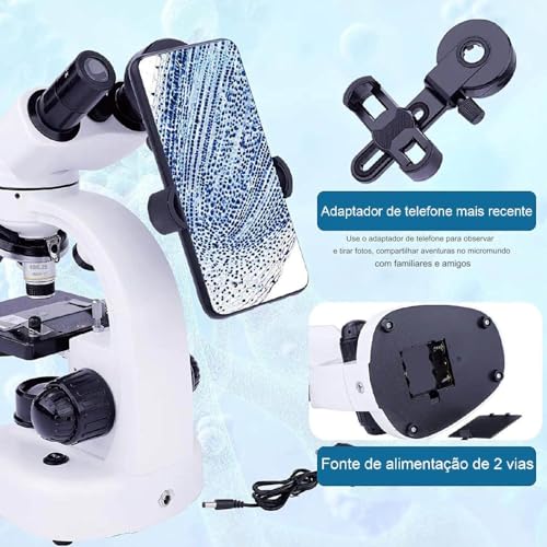 Microscópio óptico profissional 5000X, com ocular eletrônica, lente objetiva 4X, 10X, 40X, 100X, mic