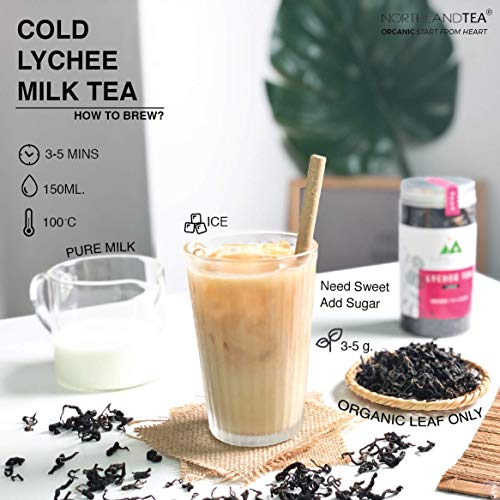 image for Organic Lychee Black Tea - Whole Leaf - Hot Tea, Iced Tea with Honey, 