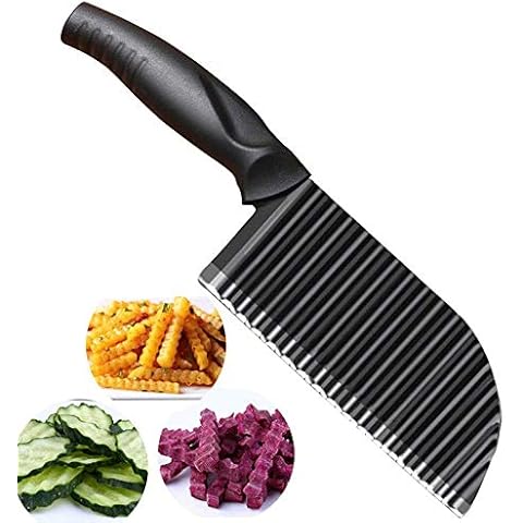 PANNIXIA Wellenschneider, Kartoffelschneider Mehrzweck Gemüseschneider Riffelmesser Crinkle Cutter Kartoffel Salat Kinder Pommes Schneider Gerät Pommes Chips Kartoffelchips Schneider Crinkle Cutter Cover