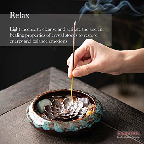 Piosrtrr Incense Stick Holder-Crystal Lotus Incense Holder,Ceramic Incense Burner #TOP5