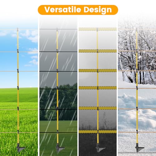 Toriexon Step in Electric Fence Posts 3/8" x 50", Portable & Weather-Resistant Fiberglass Fence Posts for Temporary Electric Fencing, Farm Livestock, Garden & Pet Containment - 50 PCS by Toriexon - Image 6