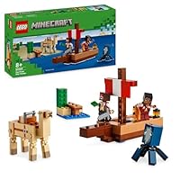 LEGO Minecraft The Pirate Ship Voyage - Boat Toy with 2 Pirates & 2 Animal Figures, plus Accessories incl. a Sword & Map - Gamer Gift for 8+ Year Old Boys and Girls 21259