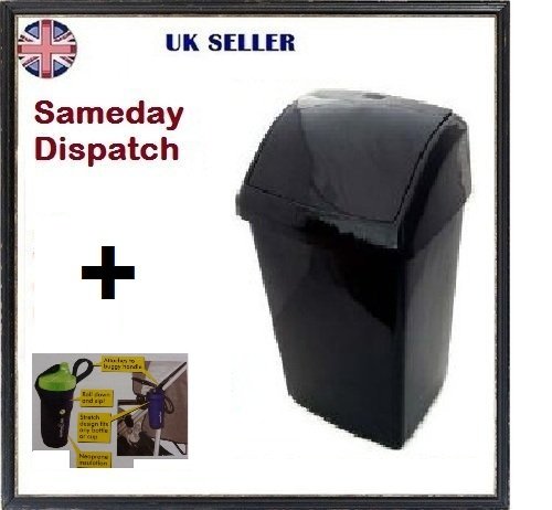 WHITEFURZE Kitchen Large 50 Litre Plastic Swing TOP BIN Made in UK New (Black)
