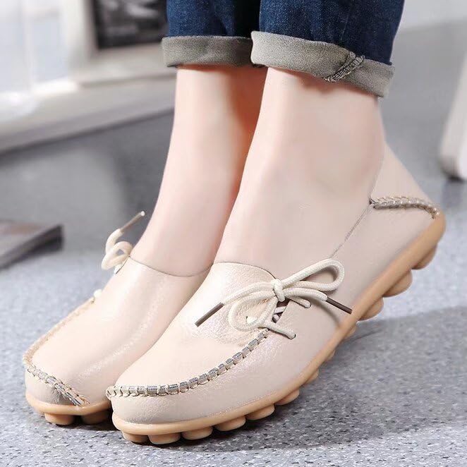 Image of Women's Leather Slipper Loafers Flat Shoes Slip-Ons