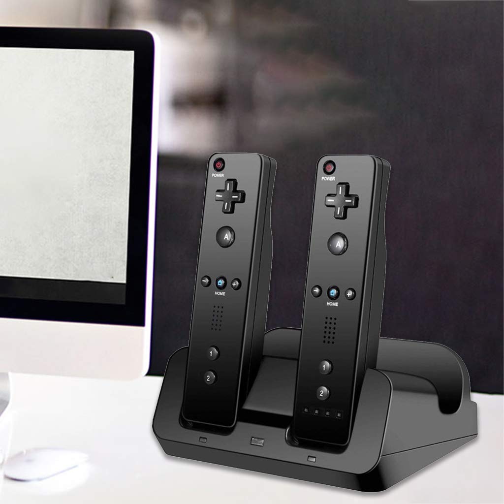 geneic Stazione di ricarica Dock Stand Charger per Wii Remote Controller per Wii U Gamepad con batterie e cavo di ricarica USB