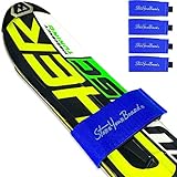 StoreYourBoard Mountain Essential Ski Wrap Straps, 4 Pack, Universal Fit, Hook and Loop Fasteners, Blue