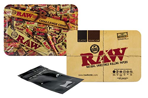 RAW"Mix" Mini Rolling Tray with Magnetic Rolling Tray Cover and Hippie Butler Smell Proof Pouch