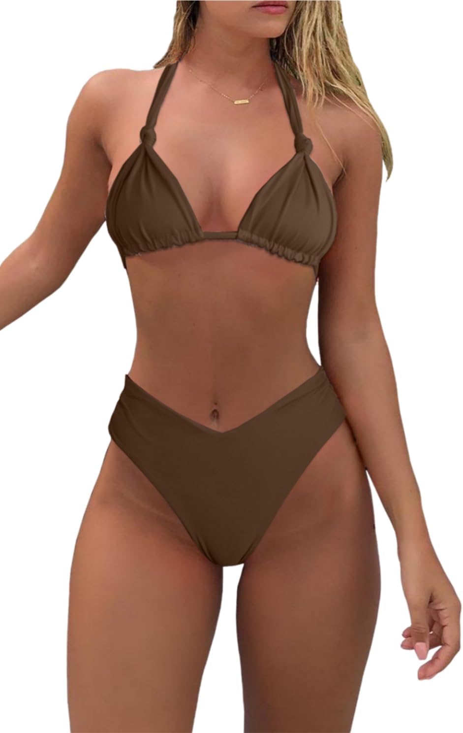 Bikini Sets for Women Sexy Halter Triangle String Bikini Cheeky V Cut High Waisted Thong Swimsuits 2 Piece