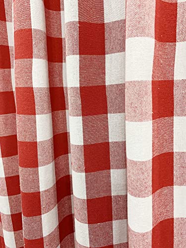 Weaver's Case Gingham Check Window Curtain Panel, 100% Cotton, Red/White, Cotton Curtains, 2 Panels Curtain, Tab Top Curtains, 50X96 Inches, Set Of 2 #TOP5