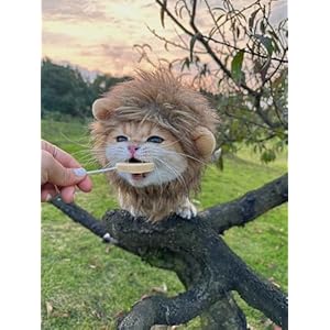 Lion Mane Wig for Dog and Cat Costume Pet Adjustable Washable Comfortable Fancy Lion Hair Cat Clothes Dress for Halloween Christmas Easter Festival Party