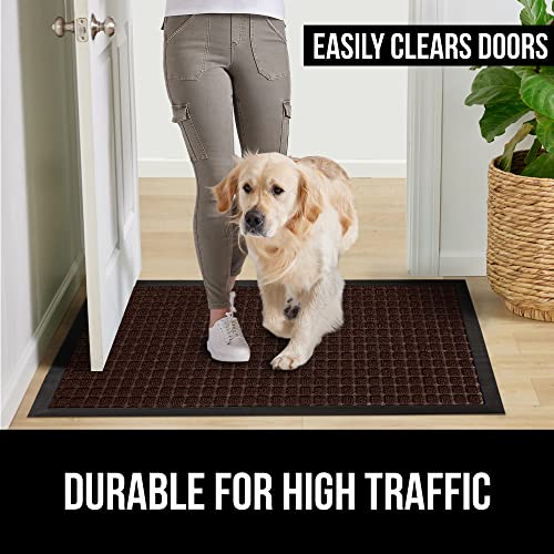 Gorilla Grip All-Season Weathermax Doormat, Durable Natural Rubber, Stain And Fade Resistant, Low Profile, Indoor Outdoor Doormats, Easy Clean Patio Entrance Mat, 17X29, Coffee Square #TOP5