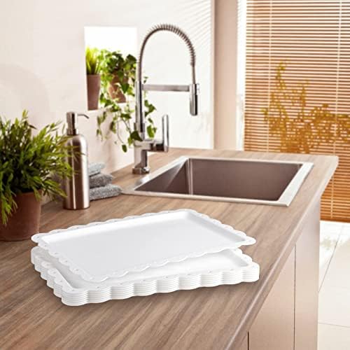 Serving Tray Food Tray for Fast Food | Snack | Fruit | Dessert - Plastic Trays Serving Platter for Kitchen | Cafeteria | Restaurant | Party | 14 x 9 Inches  8 Pack