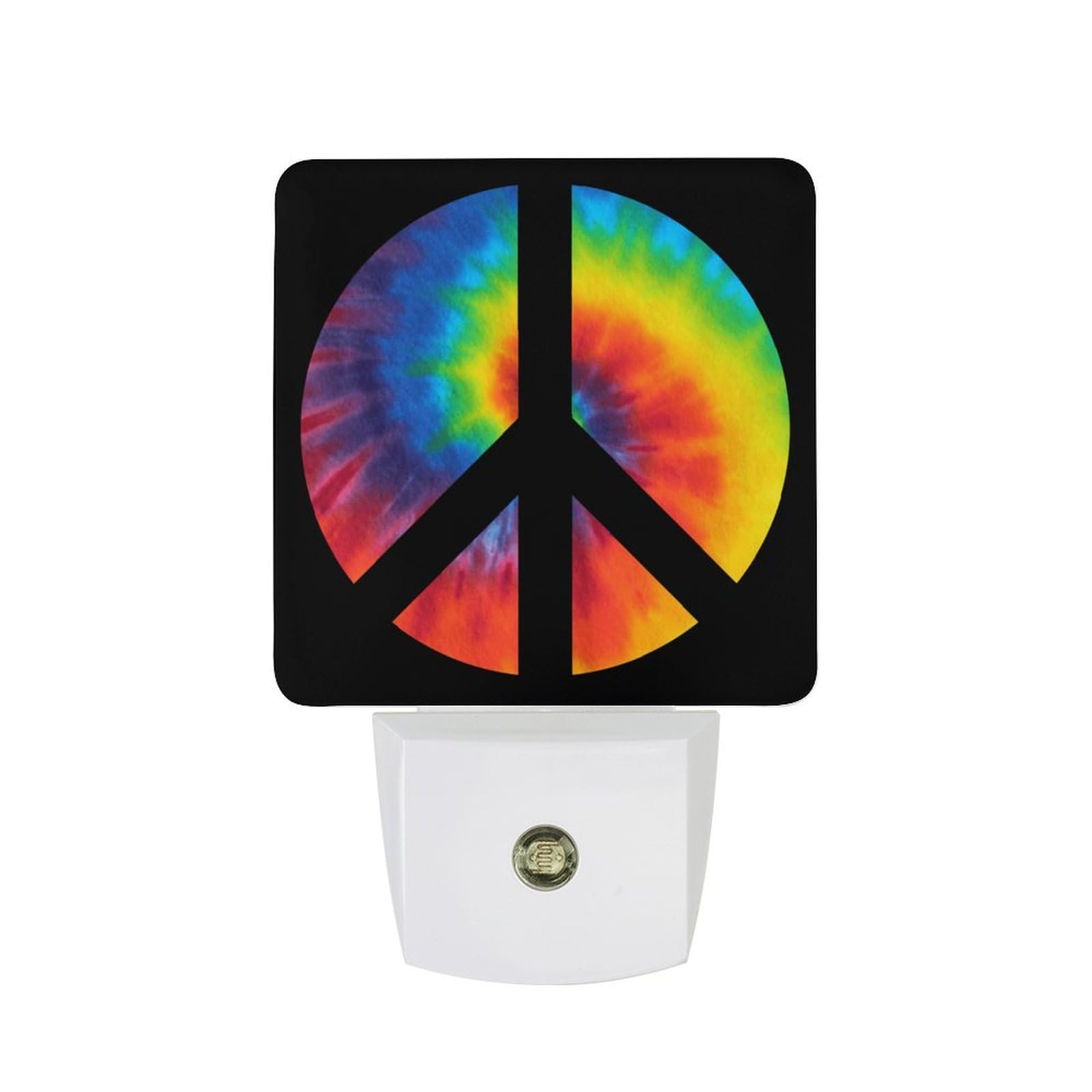 Nqrxadcrt Style Tie Dye Peace Sign Night Light Plug In Wall Lights Bedside Lamp Bedrooms Home Hallways Decoration