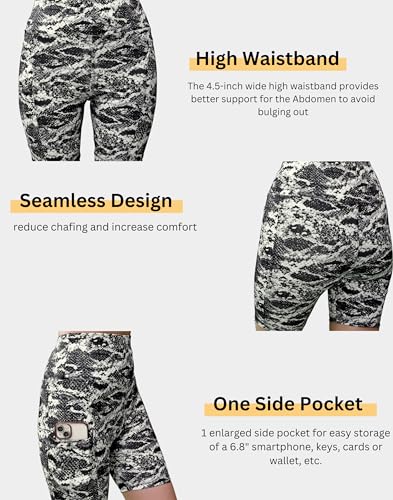 Image of Women's Polyester Stretchable Gym Shorts with Side Pockets High Waist Slim Fit Above Knee Length Activewear Tights Gym Fitness Cycling Running Yoga Shorts for Women