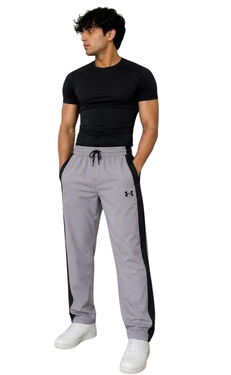 Men's Solid Nylon Track Pants with Side Wide Stripe Regular Fit Sports Joggers | Lightweight Breathable Athletic Lower | Gym, Running, Workout, Training & Casual Wear-image-25