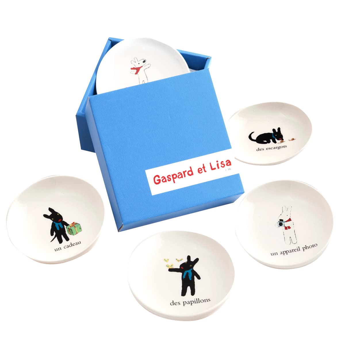 Amazon｜リサとガスパール 小皿 5枚セット 割れにくい お皿 硬質陶器 