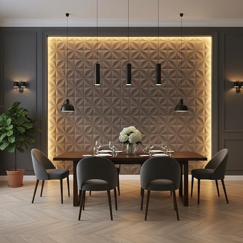 Image of Kayra Decor PVC Panel for Wall Butterfly Design Magnum Brown Color 19.7 inch x 19.7 inch (Pack of 12) - Covers 32.34 Sq. Ft.