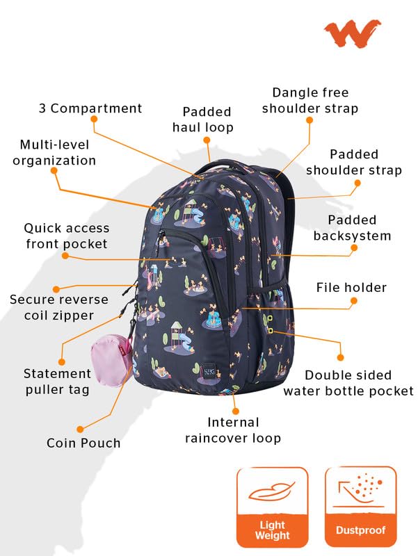 Image of Wiki Stylish Unisex Backpack | Girl 3 Durable & Lightweight backpack for Men & Women | Laptop Backpack for Office, Gym, Travel (31 Litre, Black)