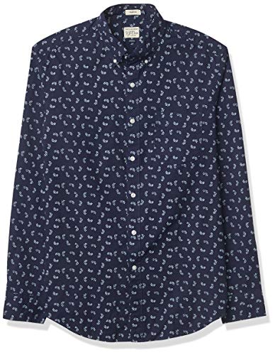 J.Crew Mercantile Men's Long Sleeve Shirt, TOSSEDBRANCH Navy, L