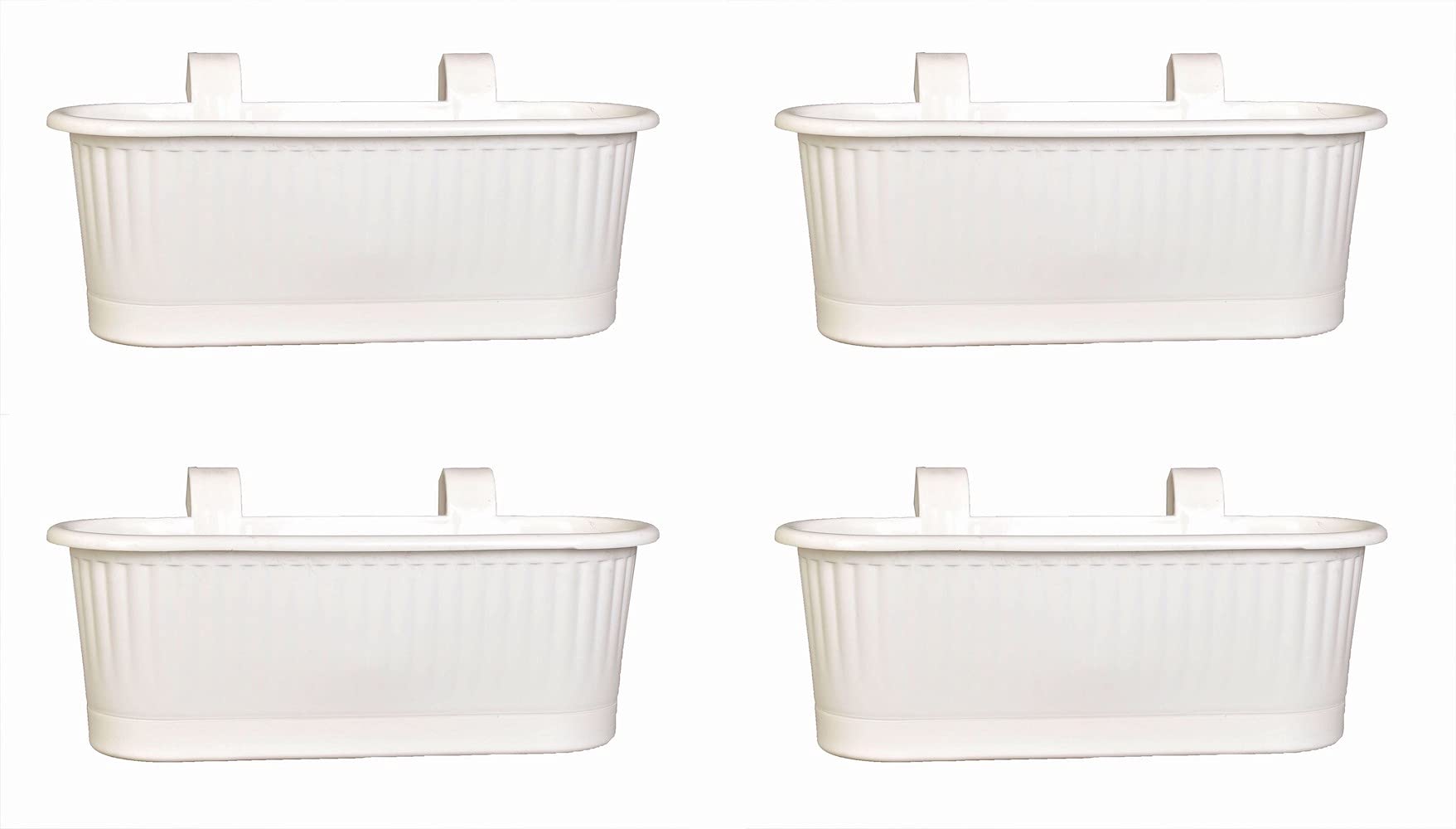 mastBus Plastic Hanging Planters for Balcony/Stairs Railing, White, Medium, (15 inch, 4 Piece) (B09CMC46WT) Amazon Price History, Amazon Price Tracker