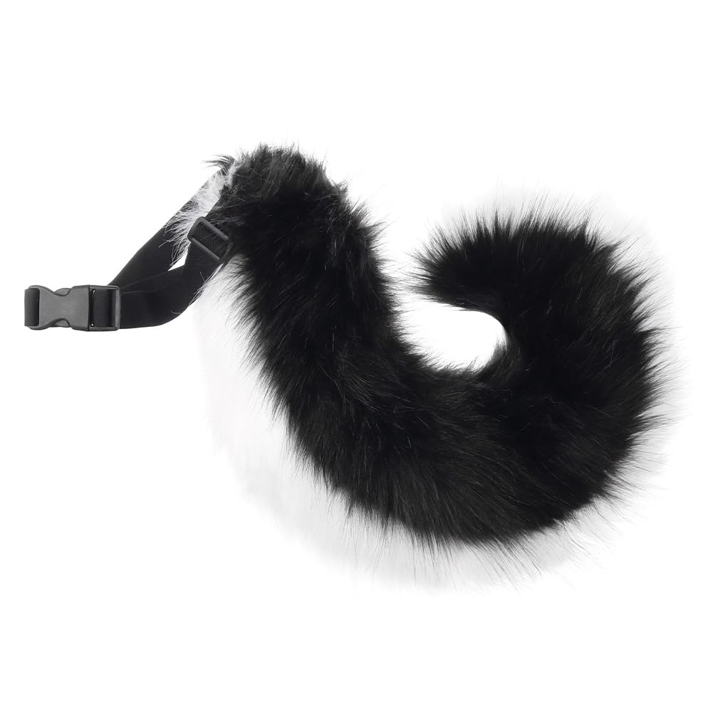 Faux Fur Wolf Dog Animal Tail for Adult Halloween Cosplay Costume，Black