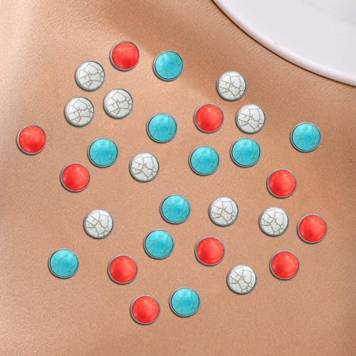 Image of 30 Pack Funny Turquoise Pins Set Cute Vintage Round Crystal Gemstone Lapel Pin Brooch Badges Funny Pins for Backpacks Badges Jackets Hats Accessories for Women Men