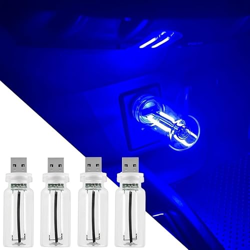 Miniatura 9 de 4 luces USB de coche regulables táctiles, bombillas LED de noche para iluminación ambiental interior del automóvil, mini lámpara retro portátil para