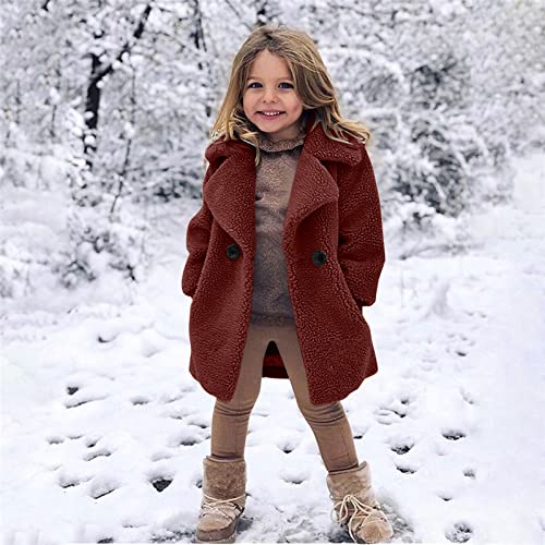 Fuzzy Fleece Button Jackets for Girl Plush Comfortable Warm Solid Coats Toddler Casual Lightweight Snowsuit Tops3