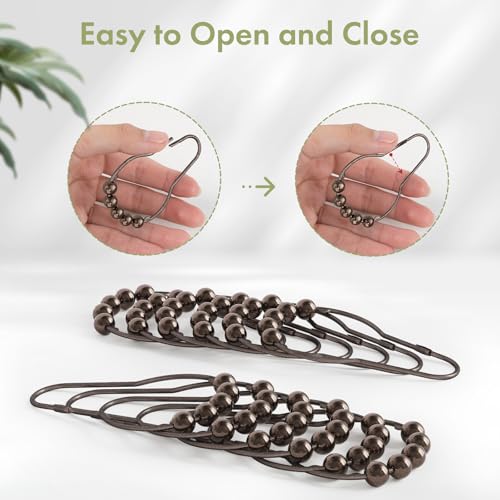 Image of Amazer Shower Curtain Hooks, Decorative Bronze Shower Curtain Hooks,Stainless Steel Rust-Resistant Shower Hooks for Curtains-Set of 12