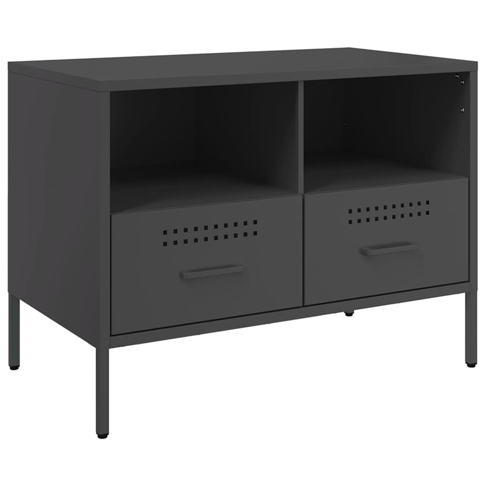 Szafki pod telewizor 2 szt. czarne ze stali walcowanej na zimno 68 x 39 x 50,5 cm z regulowanymi nóżkami do salonu i sypialni