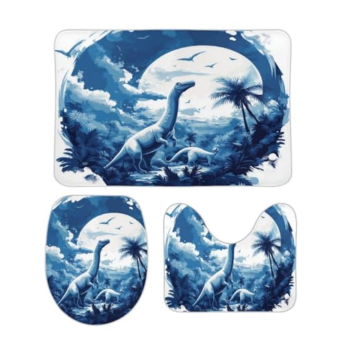 Tapis de bain antidérapant et lavable en forme de U Dinosaurss lot de 3