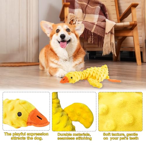 SPERMUOY Anti Stress Ente Hund,Anti Stress Hundespielzeug,Antistressente für Hunde pielzeug,Bequemes Spielzeug Hunde Plüsch Soundspielzeug für Hunde Plüsch Kauspielzeug
