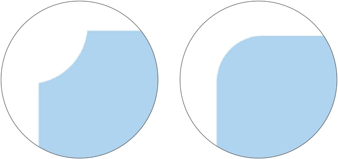 Diagram showing examples of a rounded corner and a notched corner